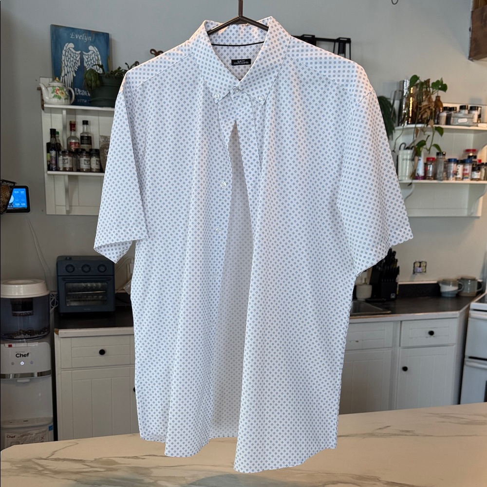 Kenneth Cole White and Blue Patterned Men's Shirt
